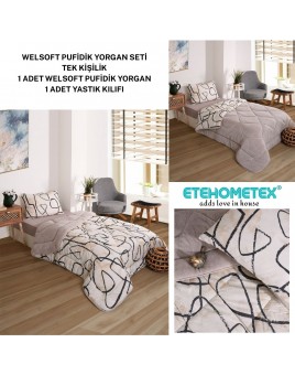 ETE HOMETEX TEK KİŞİLİK LÜX WELSOFT YORGAN SETİ EFEKT BEJ 155X215CM 8696474231964